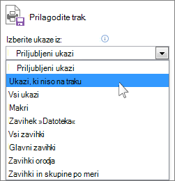Izbira ukaza, ki ni na traku.