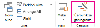 Kliknite čarovnika za gantograme, če želite pomoč pri ustvarjanju novega gantograma.