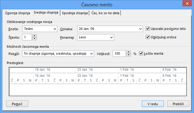 Timescale dialog box