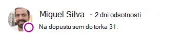 Sporočilo o prisotnosti za Miguela