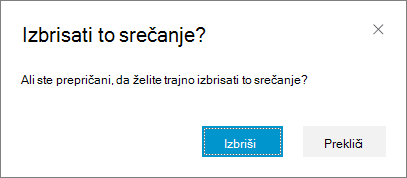 Potrdite, da želite izbrisati srečanje