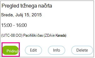 Meeting information with Join button highlighted