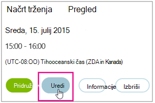 Meeting details with Edit button highlighted