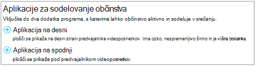 Posnetek zaslona mesta izbire postavitve vira storitve Yammer