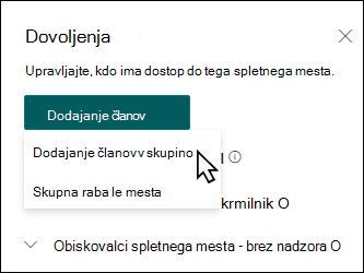Predogled podokna »dodajanje članov«