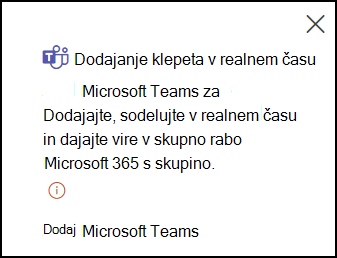 Dodajanje klepeta v realnem času