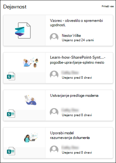Predogled spletnega gradnika dejavnosti mesta