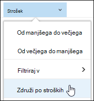 Združevanje knjižnice dokumentov po pogledu v storitvi Office 365