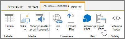 Vstavljanje spletnega gradnika