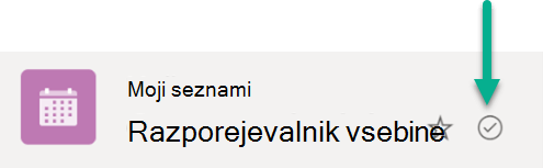 Ta simbol označuje, da je seznam sinhroniziran med prostorom za shranjevanje v oblaku in napravo s sistemom Windows.