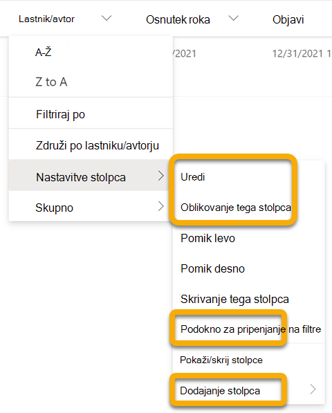 Ko delate brez povezave, so možnosti, ki niso na voljo, zatemnjene. Te možnosti bodo obnovljene, ko boste vzpostavili povezavo z internetom.