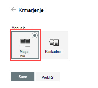 Slika možnosti mega menija