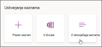 Ustvari iz obstoječega seznama