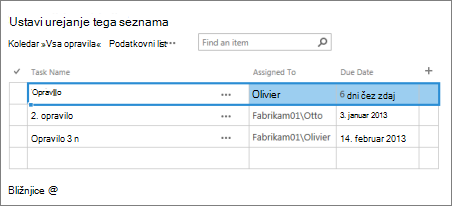 Pogled podatkovnega lista