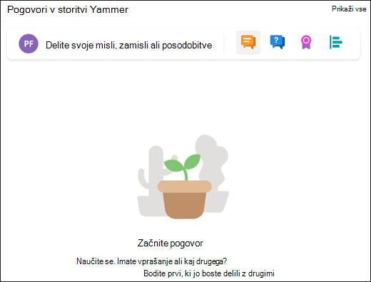 Predogled spletnega gradnika »Pogovori«.