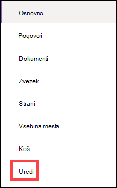 Meni za navpično krmarjenje.