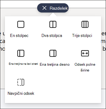 Seznam vrst odsekov