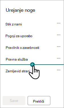 Pogovorno okno Urejanje noge