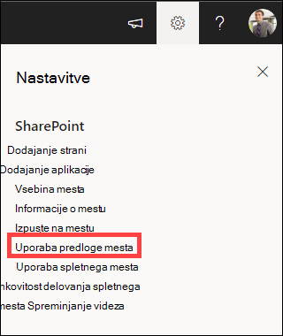 Nastavitve z označeno možnostjo »Uporabi predlogo mesta«.