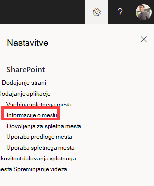 Odprto podokno z nastavitvami z označenimi informacijami o mestu.