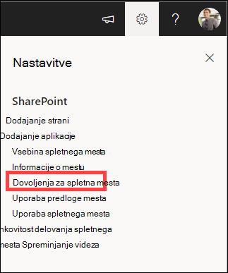 Nastavitve z označenimi dovoljenji za spletna mesta.
