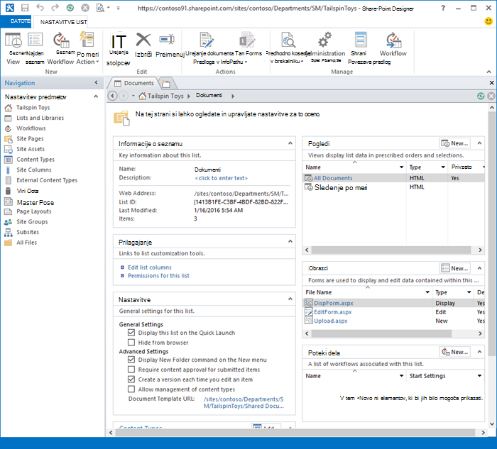 Slika prednje strani programa SharePoint Designer 2013.