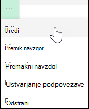 Urejanje povezave v levem meniju