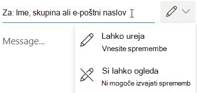 Izberite ikono svinčnika, da prejemnikom dodelite dovoljenje za urejanje ali samo za branje.