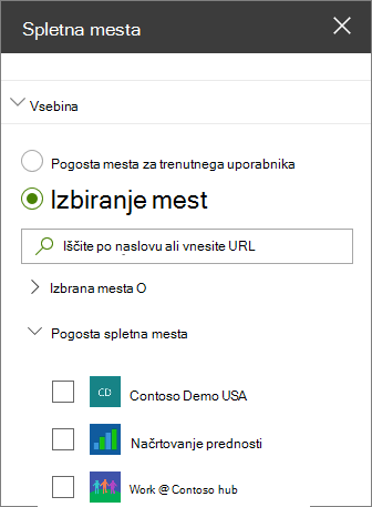 Nastavitve spletnega gradnika mesta