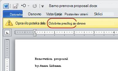 Element za pregled s priklicanim besedilom »Preglej«
