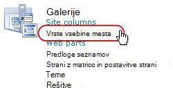 Povezava »Vrste vsebine mesta« v razdelku »Galerije«
