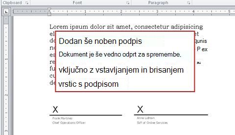 Dokument brez prvega podpisa in tako še vedno odprt za spremembe