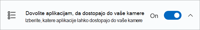 Preklopno stikalo za skupno rabo kamere je vklopljeno v nastavitvah naprave s sistemom Windows.