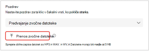 zaslon uporabniškega vmesnika aplikacije Teams, ki prikazuje nastavitve