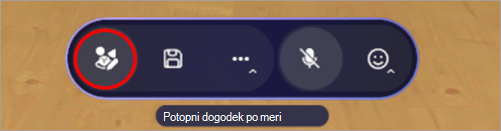 Posnetek zaslona, na katerem je označen urejevalnik v potopnem prostoru dogodka.