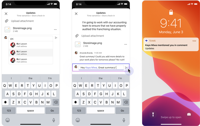 @mention osebe v komentarjih v Posodobitve v mobilnih napravah