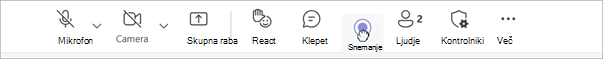 Posnetek zaslona kontrolnikov povleci in spusti v srečanju.