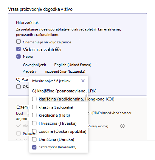 Meni »Razpoložljivi jeziki«