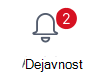 Gumb »Dejavnost« z dvema obvestiloma
