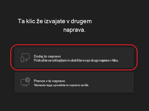 Teams-klici-druga naprava-možnosti2-namizje