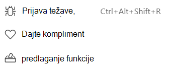 Možnosti povratnih informacij o aplikaciji Teams