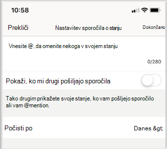 Nastavite stanje sporočila in izberite »Dokončano«.