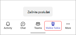 Ikona voki-toki v vrstici z aplikacijami Teams