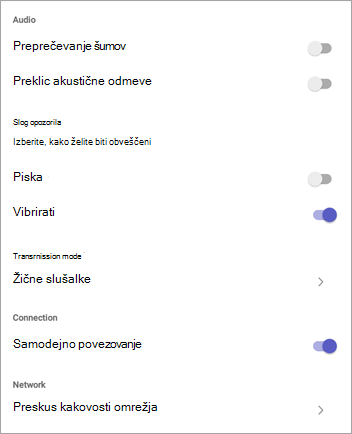 Nastavitve voki-toki