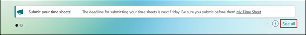 Screenshot of See all highlighted on the lower-right side under the news spotlight.