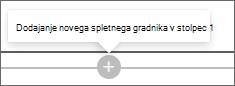 Posnetek zaslona znaka plus za dodajanje novega spletnega gradnika.
