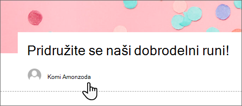 Posnetek zaslona polja »Avtor« v publikaciji.