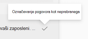 Označevanje sporočila kot neprebranega v mapi »Prejeto« funkcije Engage