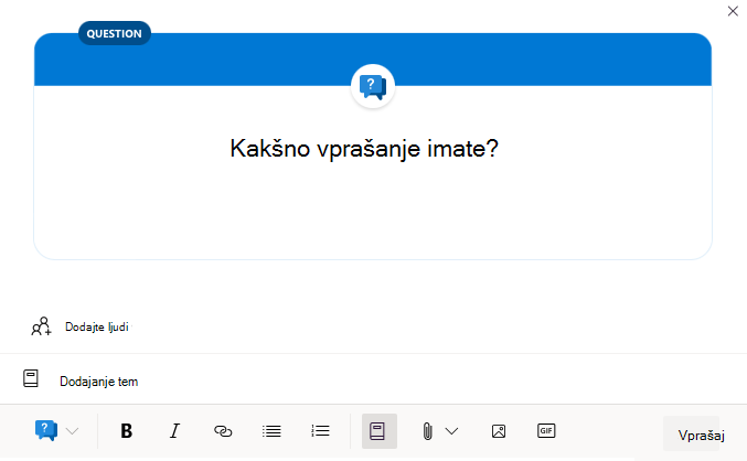 Vprašanje v storitvi Yammer