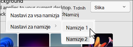Posnetek zaslona za prikaz ozadja več izbir namizja.